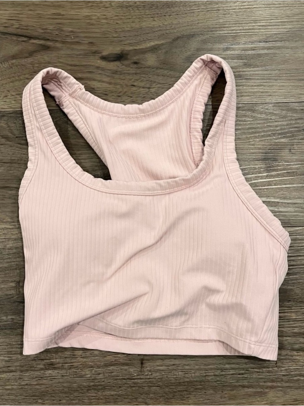 Ribbed Light Pink Racerback Extra Small Sports Bra